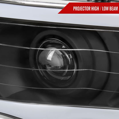 2002-2005 Dodge Ram 1500 / 2003-2005 Dodge Ram 2500 / 3500 LED Tube Projector Headlights(Matte Black Housing/Clear Lens)