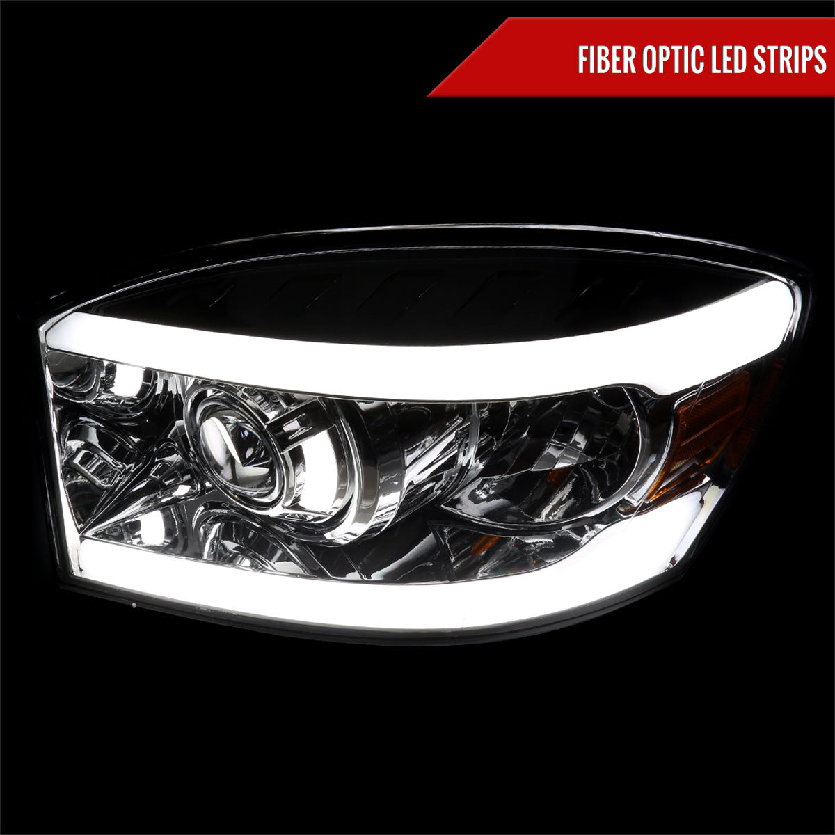 2006-2008 Dodge RAM 1500/ 2006-2009 Dodge RAM 2500/3500 LED Tube Projector Headlights (Chrome Housing/Clear Lens)