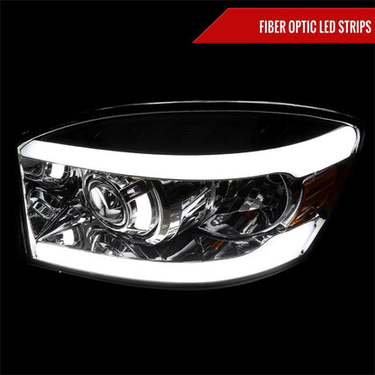 2006-2008 Dodge RAM 1500/ 2006-2009 Dodge RAM 2500/3500 LED Tube Projector Headlights (Chrome Housing/Clear Lens)