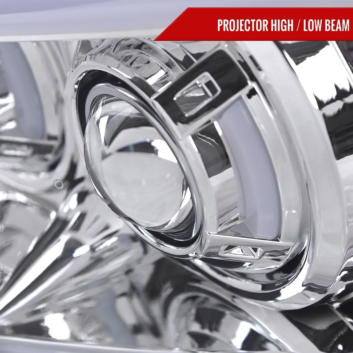 2006-2008 Dodge RAM 1500/ 2006-2009 Dodge RAM 2500/3500 LED Tube Projector Headlights (Chrome Housing/Clear Lens)