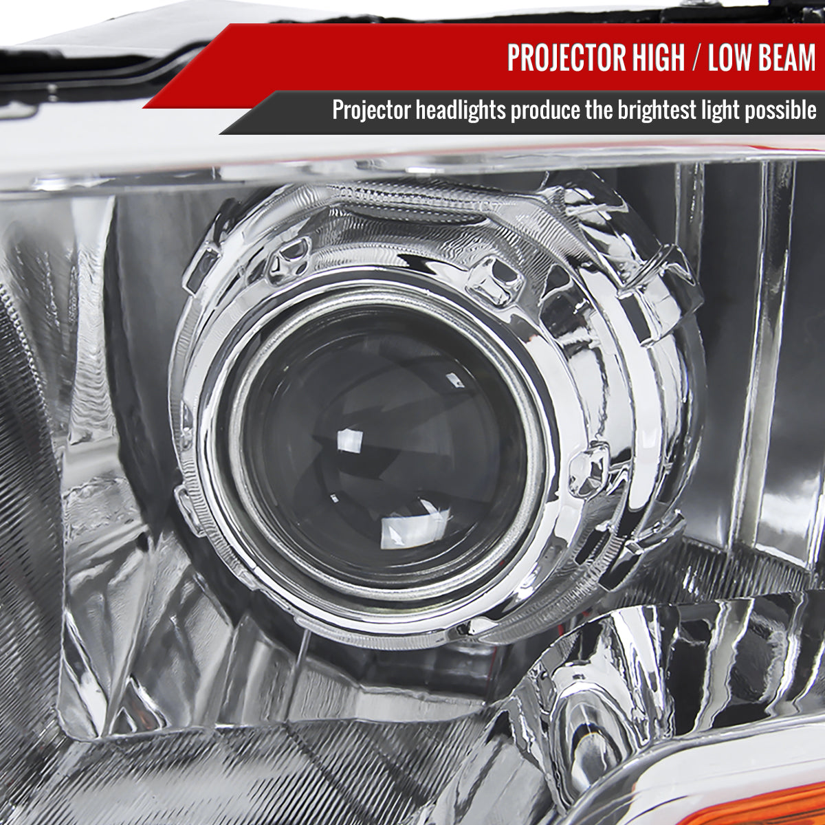 2009-2018 Dodge RAM 1500 / 2019-2021 RAM Classic / 2010-2018 RAM 2500 3500 Retro Style Projector Headlights (Chrome Housing/Clear Lens)