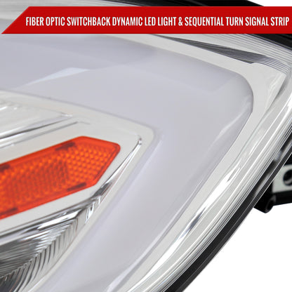 2013-2016 Dodge Dart Switchback Sequential Animated LED Bar Projector Headlights (Chrome Housing/Clear Lens)