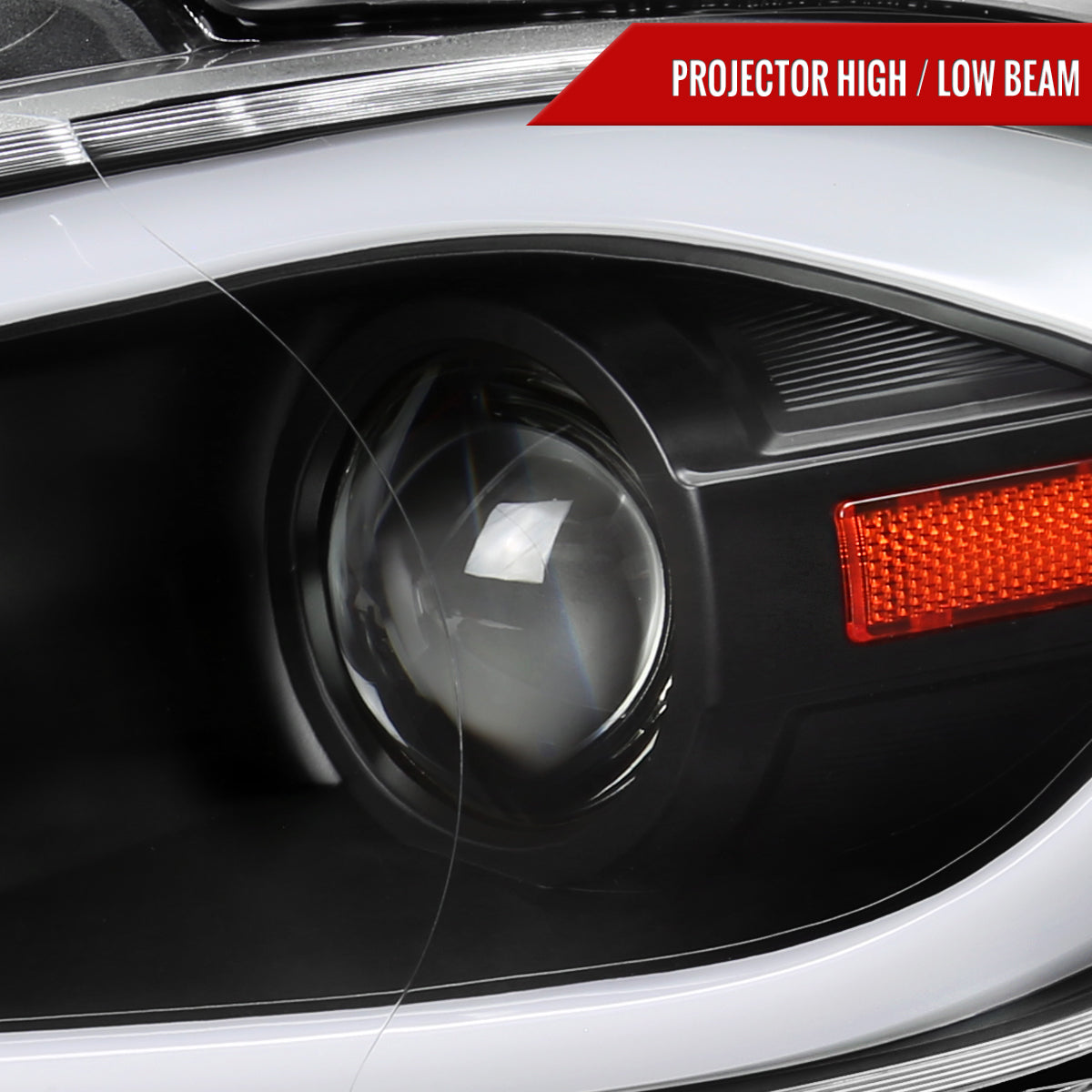 2013-2016 Dodge Dart Switchback Sequential Animated LED Bar Projector Headlights (Matte Black Housing/Clear Lens)