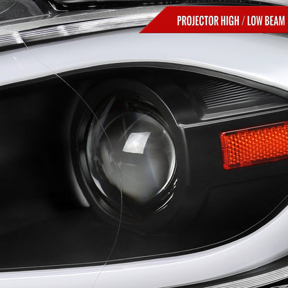 2013-2016 Dodge Dart Switchback Sequential Animated LED Bar Projector Headlights (Matte Black Housing/Clear Lens)