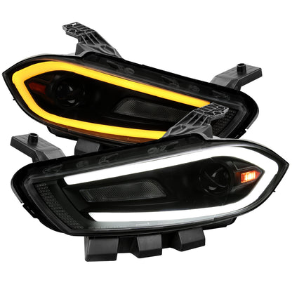 2013-2016 Dodge Dart Switchback Sequential Animated LED Bar Projector Headlights (Matte Black Housing/Smoked Lens)