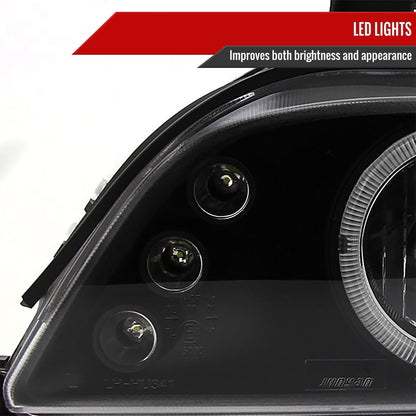 2001-2003 BMW E39 5 Series Dual Halo Projector Headlights w/ LED Turn Signal Lights (Matte Black Housing/Clear Lens)