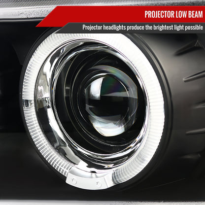1996-2003 BMW E39 5 Series Dual Halo Projector Headlights (Matte Black Housing/Clear Lens)