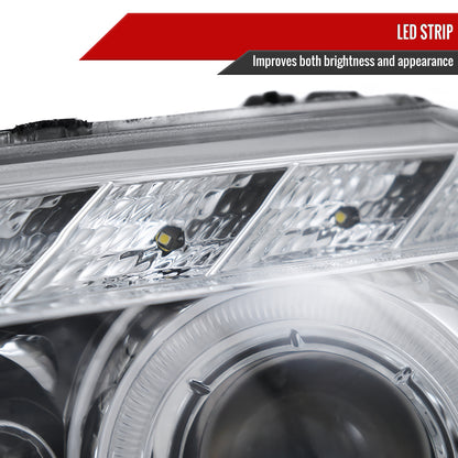 2004-2013 BMW E81 E82 E87 E88 Dual Halo Projector Headlights w/ LED Light Strip (Chrome Housing/Clear Lens)