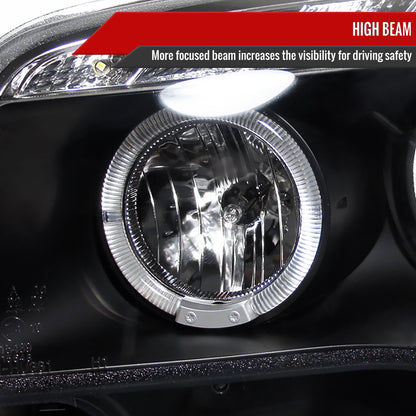 2004-2013 BMW E81 E82 E87 E88 Dual Halo Projector Headlights w/ LED Light Strip (Matte Black Housing/Clear Lens)