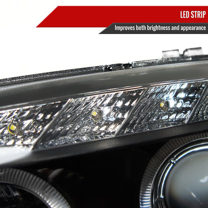 2004-2013 BMW E81 E82 E87 E88 Dual Halo Projector Headlights w/ LED Light Strip (Matte Black Housing/Clear Lens)