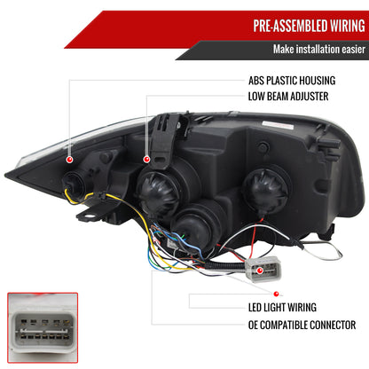 2004-2013 BMW E81 E82 E87 E88 Dual Halo Projector Headlights w/ LED Light Strip (Matte Black Housing/Clear Lens)