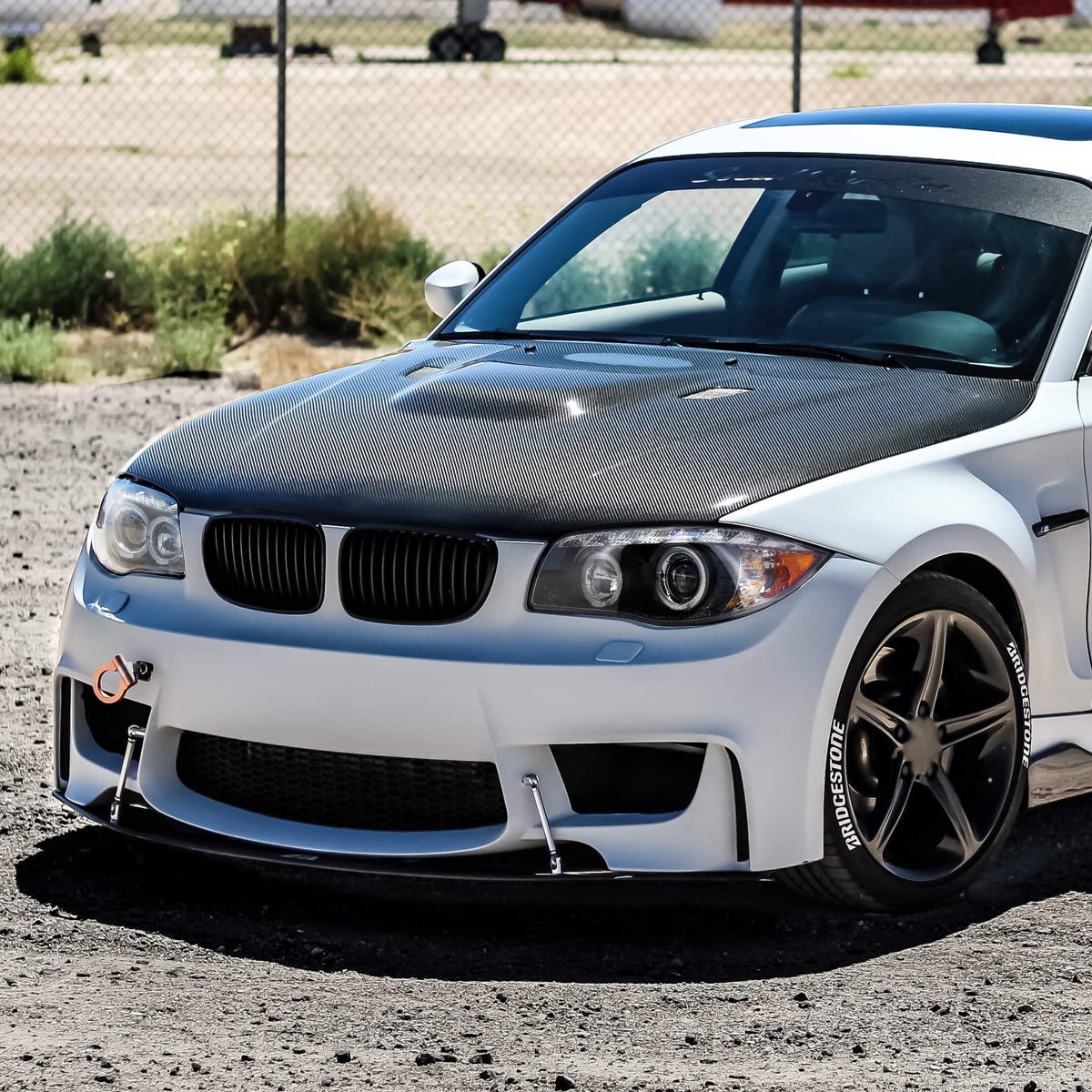 2004-2013 BMW E81 E82 E87 E88 Dual Halo Projector Headlights w/ LED Light Strip (Matte Black Housing/Clear Lens)