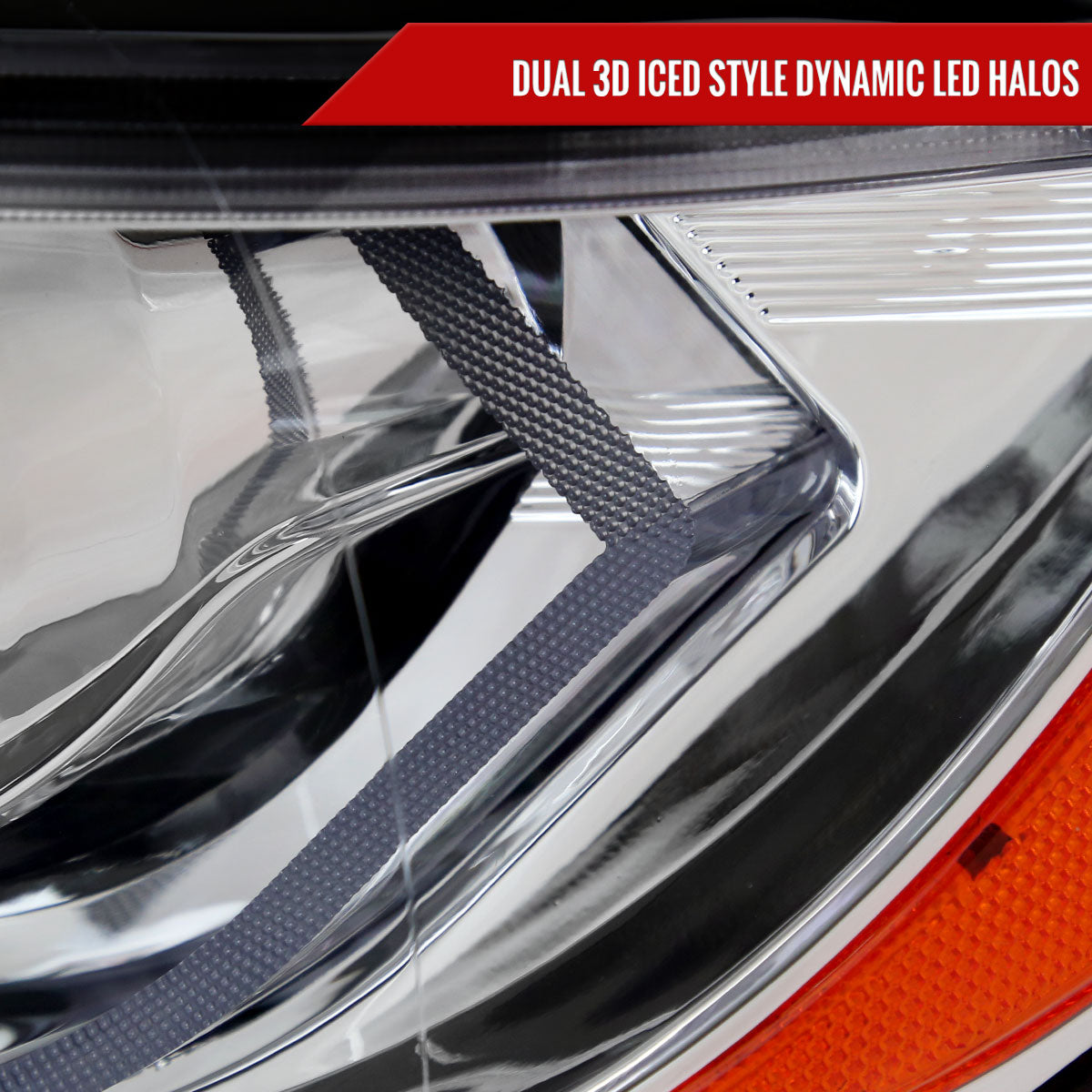 2006-2011 BMW E90 3 Series Sedan 3D Iced LED Dual Projector Headlights (Chrome Housing/Clear Lens)