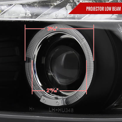 2006-2008 BMW E90 3 Series Sedan Dual Halo Projector Headlights w/ LED Light Strip (Matte Black Housing/Clear Lens)