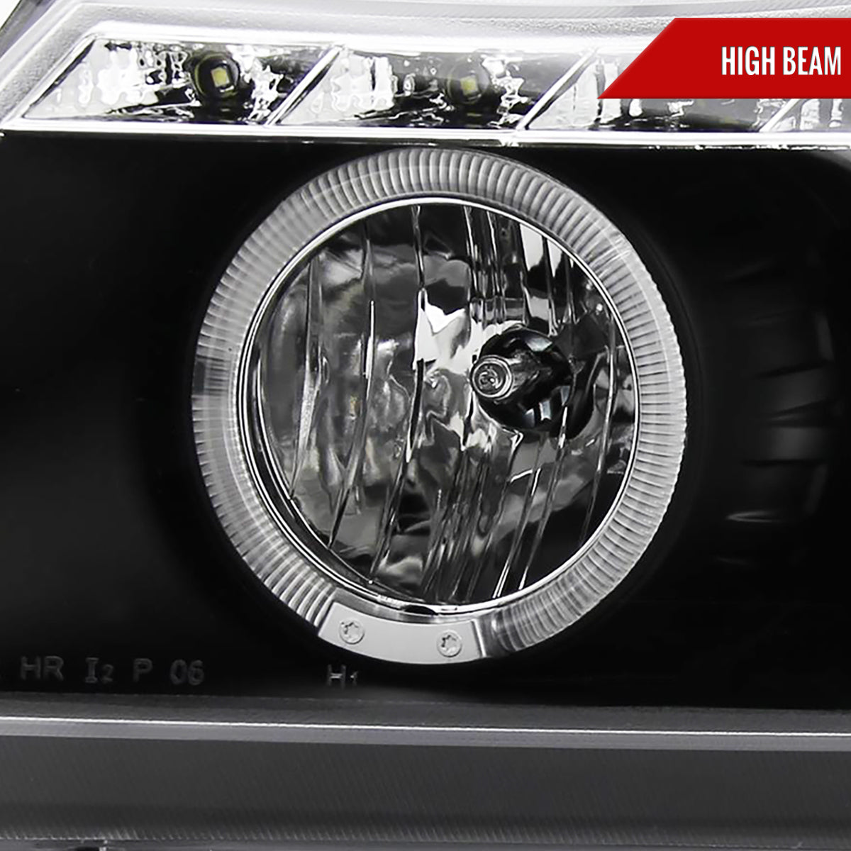 2006-2008 BMW E90 3 Series Sedan Dual Halo Projector Headlights w/ LED Light Strip (Matte Black Housing/Clear Lens)