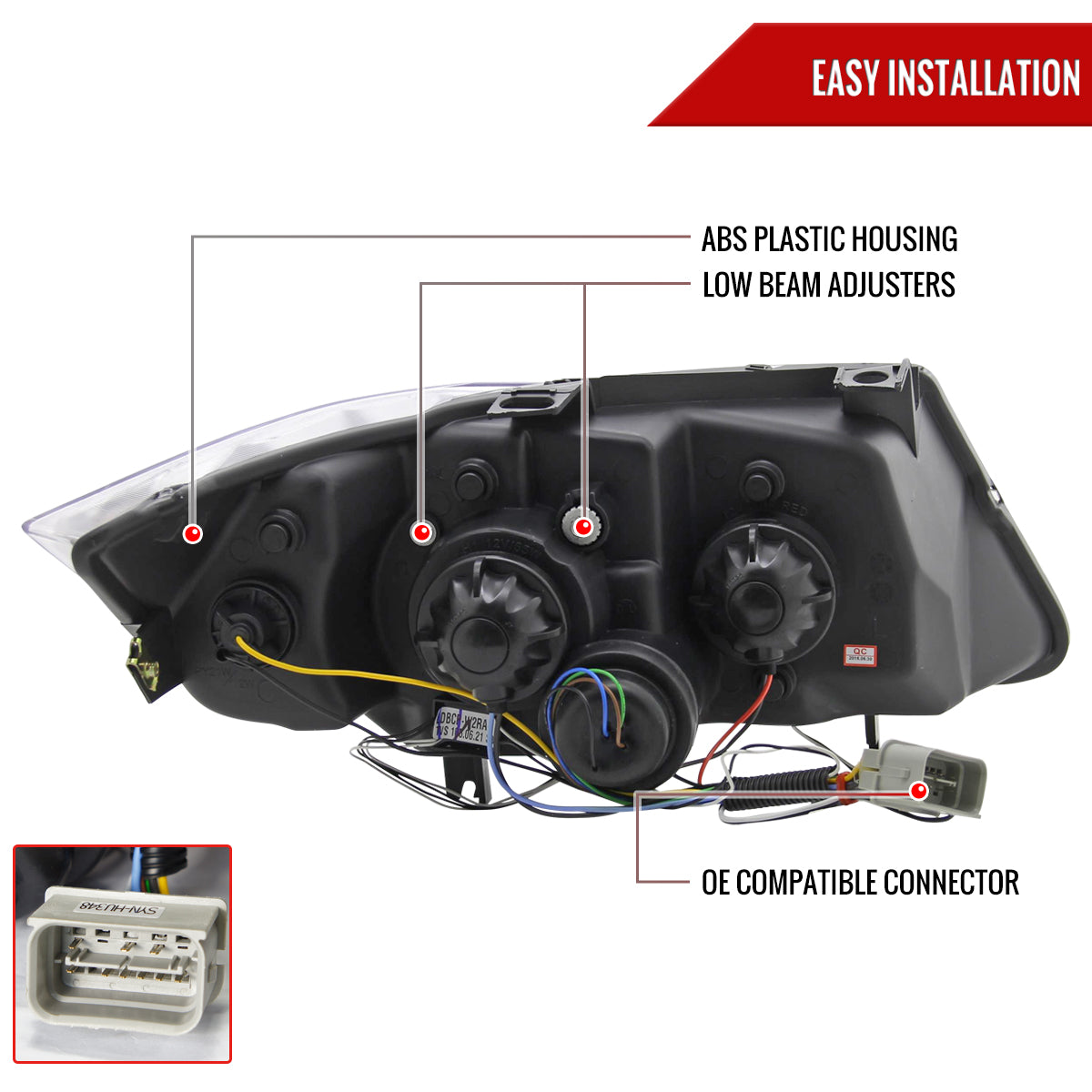 2006-2008 BMW E90 3 Series Sedan Dual Halo Projector Headlights w/ LED Light Strip (Matte Black Housing/Clear Lens)