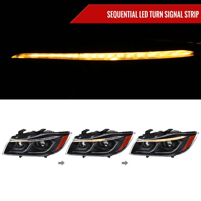 2006-2011 BMW E90 3 Series Sedan 3D Iced LED Dual Projector Headlights (Matte Black Housing/Clear Lens)