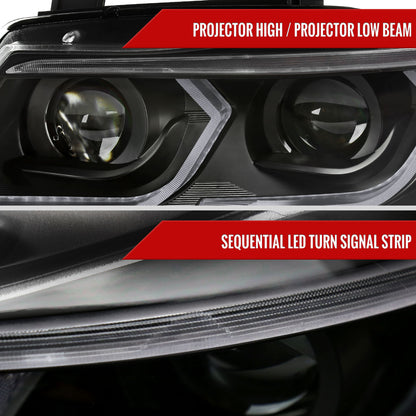 2006-2011 BMW E90 3 Series Sedan 3D Iced LED Dual Projector Headlights (Matte Black Housing/Clear Lens)