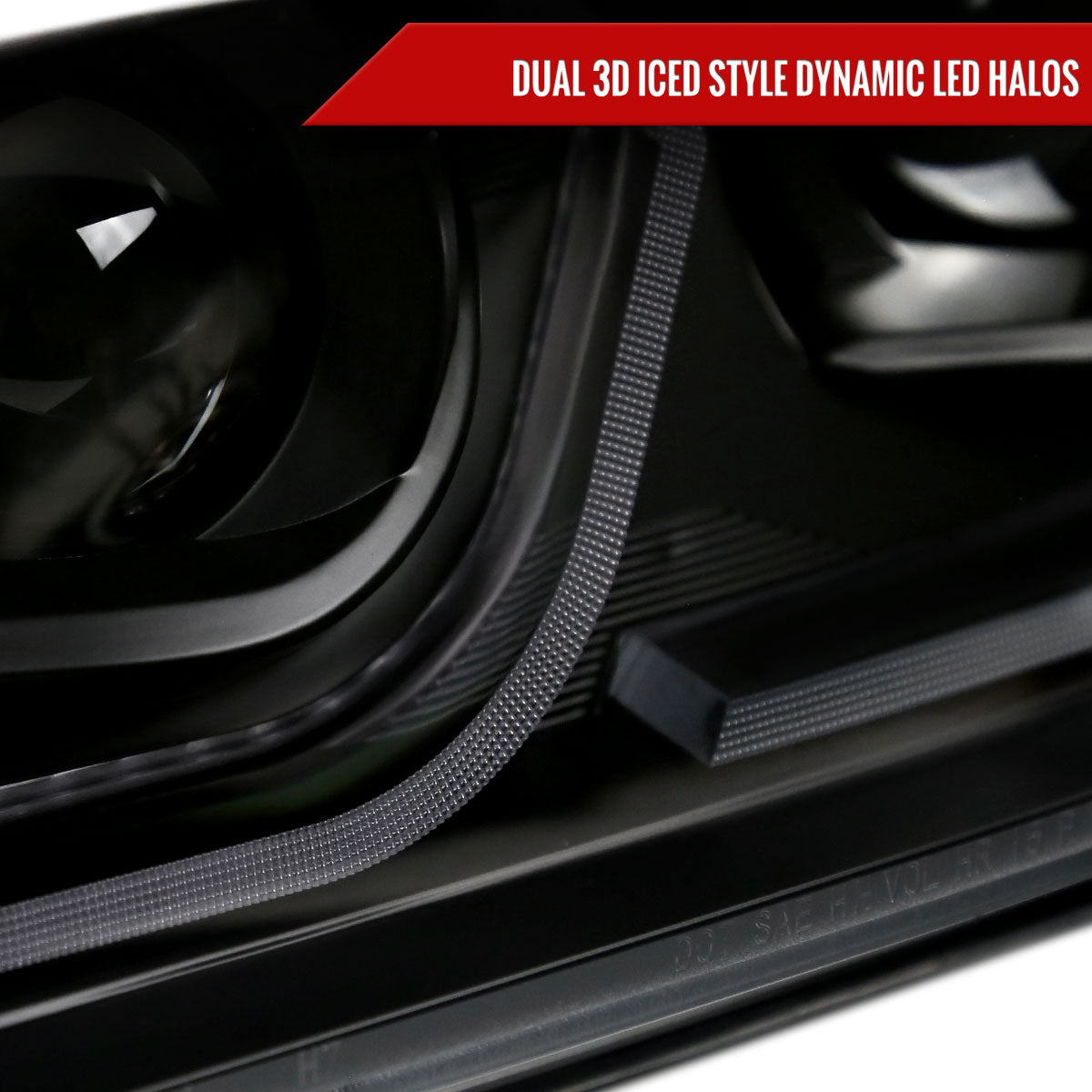 2006-2011 BMW E90 3 Series Sedan 3D Iced LED Dual Projector Headlights (Matte Black Housing/Clear Lens)