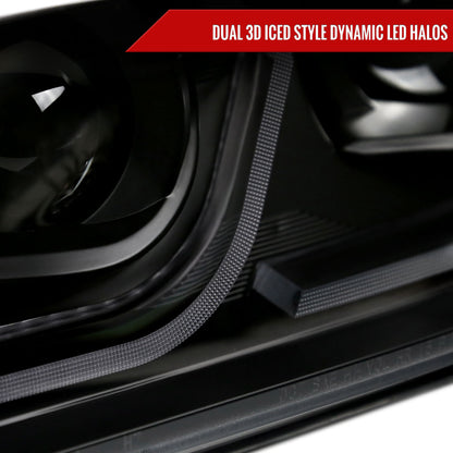 2006-2011 BMW E90 3 Series Sedan 3D Iced LED Dual Projector Headlights (Matte Black Housing/Clear Lens)
