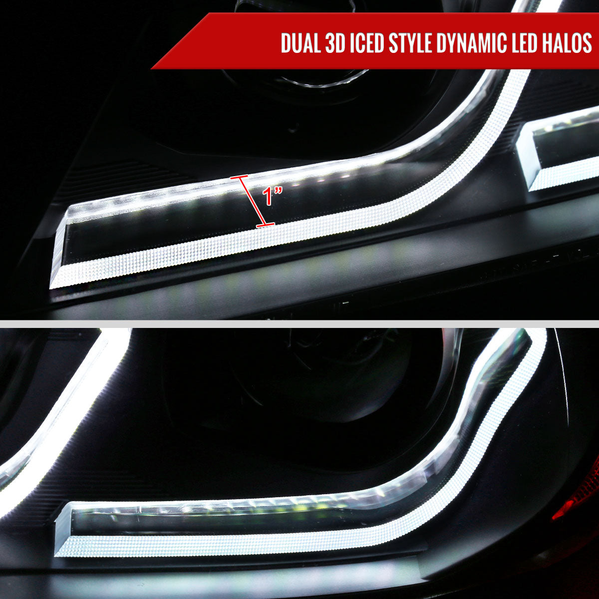 2006-2011 BMW E90 3 Series Sedan 3D Iced LED Dual Projector Headlights (Matte Black Housing/Clear Lens)