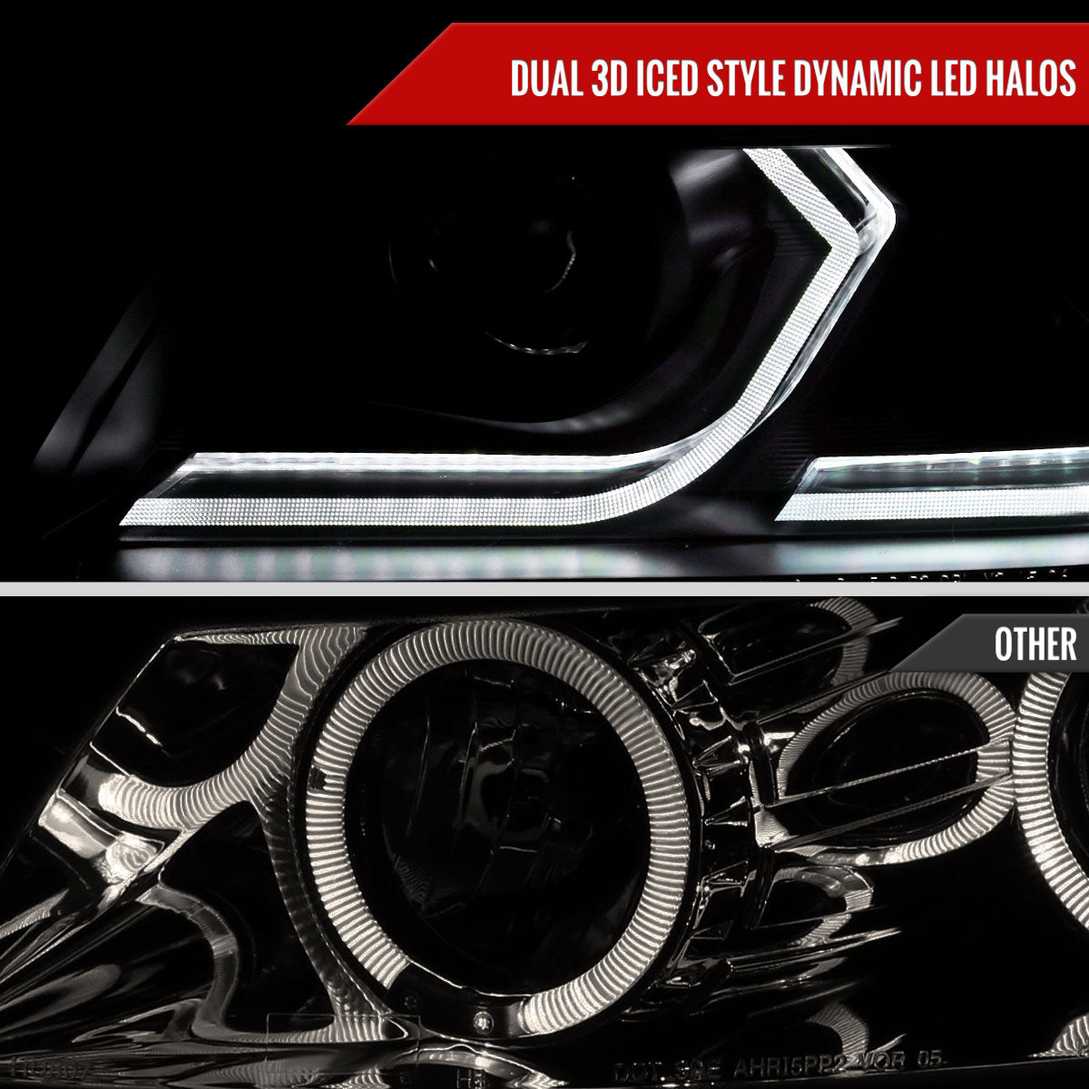 2006-2011 BMW E90 3 Series Sedan 3D Iced LED Dual Projector Headlights (Matte Black Housing/Clear Lens)