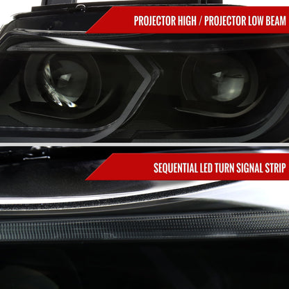 2006-2011 BMW E90 3 Series Sedan 3D Iced LED Dual Projector Headlights (Matte Black Housing/Smoked Lens)