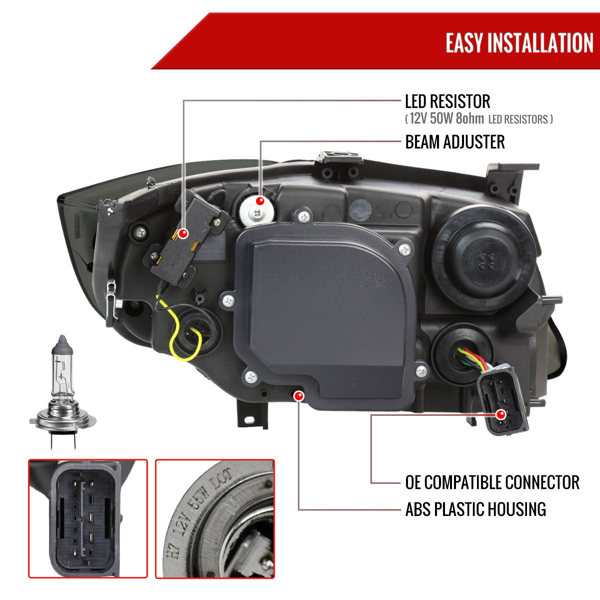 2006-2011 BMW E90 3 Series Sedan 3D Iced LED Dual Projector Headlights (Matte Black Housing/Smoked Lens)