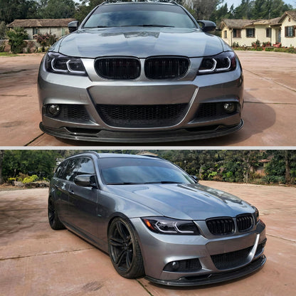 2006-2011 BMW E90 3 Series Sedan 3D Iced LED Dual Projector Headlights (Matte Black Housing/Smoked Lens)