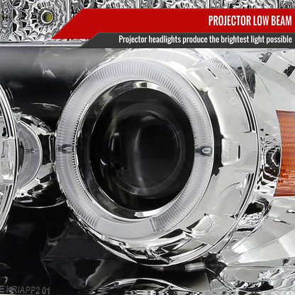 2005-2007 Ford Escape Dual Halo Projector Headlights w/ SMD LED Light Strip (Chrome Housing/Clear Lens)