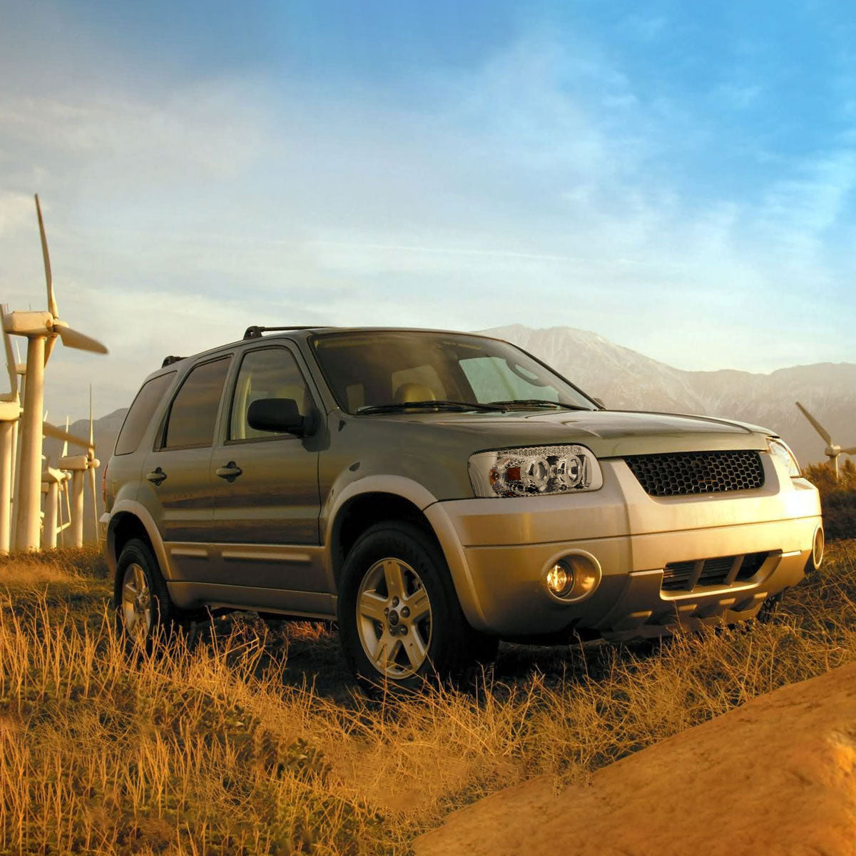 2005-2007 Ford Escape Dual Halo Projector Headlights w/ SMD LED Light Strip (Chrome Housing/Clear Lens)