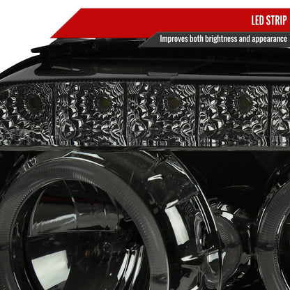 2005-2007 Ford Escape Dual Halo Projector Headlights w/ SMD LED Light Strip (Chrome Housing/Smoked Lens)