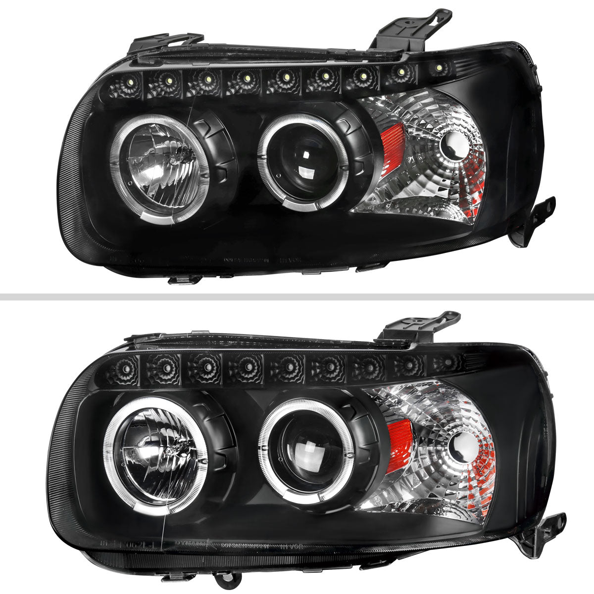 2005-2007 Ford Escape Dual Halo Projector Headlights w/ SMD LED Light Strip (Matte Black Housing/Clear Lens)