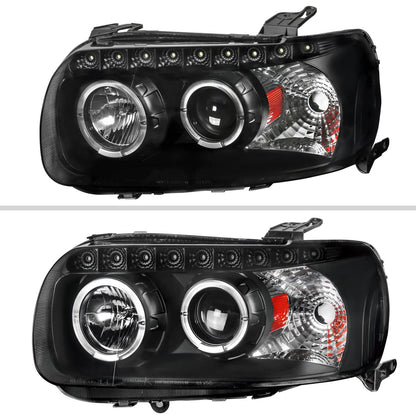 2005-2007 Ford Escape Dual Halo Projector Headlights w/ SMD LED Light Strip (Matte Black Housing/Clear Lens)
