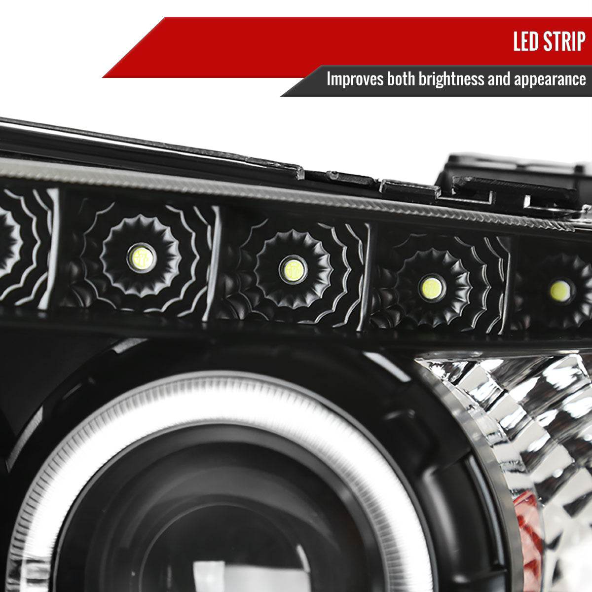 2005-2007 Ford Escape Dual Halo Projector Headlights w/ SMD LED Light Strip (Matte Black Housing/Clear Lens)