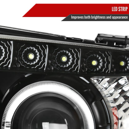 2005-2007 Ford Escape Dual Halo Projector Headlights w/ SMD LED Light Strip (Matte Black Housing/Clear Lens)