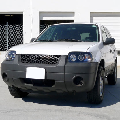 2005-2007 Ford Escape Dual Halo Projector Headlights w/ SMD LED Light Strip (Matte Black Housing/Clear Lens)