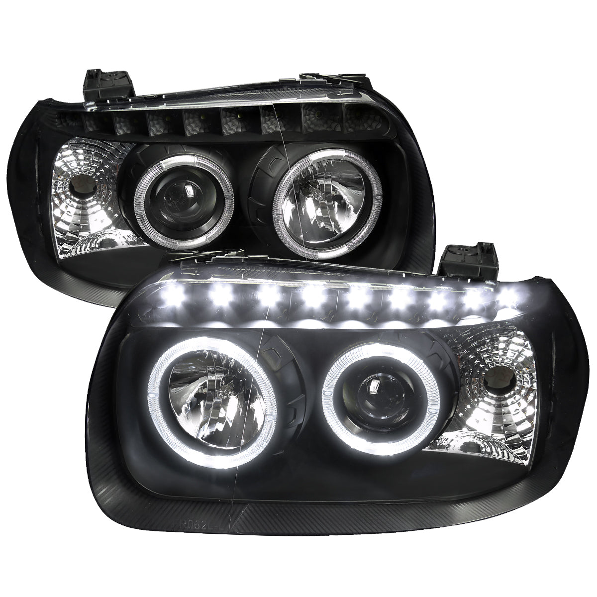 2005-2007 Ford Escape Dual Halo Projector Headlights w/ SMD LED Light Strip (Matte Black Housing/Clear Lens)