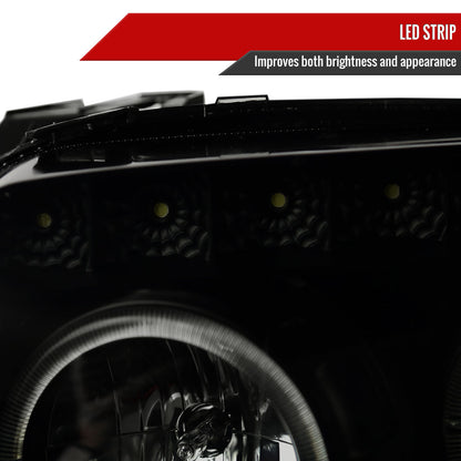 2005-2007 Ford Escape Dual Halo Projector Headlights w/ SMD LED Light Strip (Black Housing/Smoked Lens)