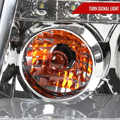 2002-2006 Cadillac Escalade Dual Halo Projector Headlights w/ SMD LED Light Strip (Chrome Housing/Clear Lens)