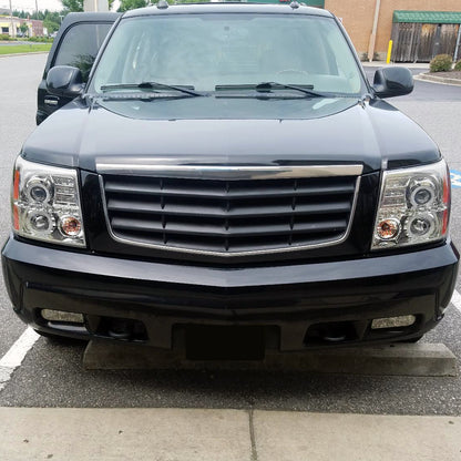 2002-2006 Cadillac Escalade Dual Halo Projector Headlights w/ SMD LED Light Strip (Chrome Housing/Clear Lens)