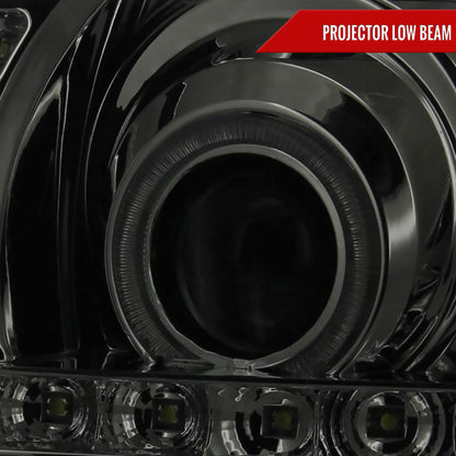 2002-2006 Cadillac Escalade Dual Halo Projector Headlights w/ SMD LED Light Strip (Chrome Housing/Smoked Lens)