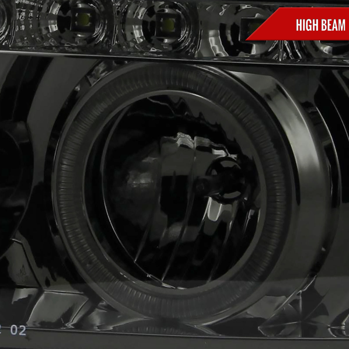 2002-2006 Cadillac Escalade Dual Halo Projector Headlights w/ SMD LED Light Strip (Chrome Housing/Smoked Lens)