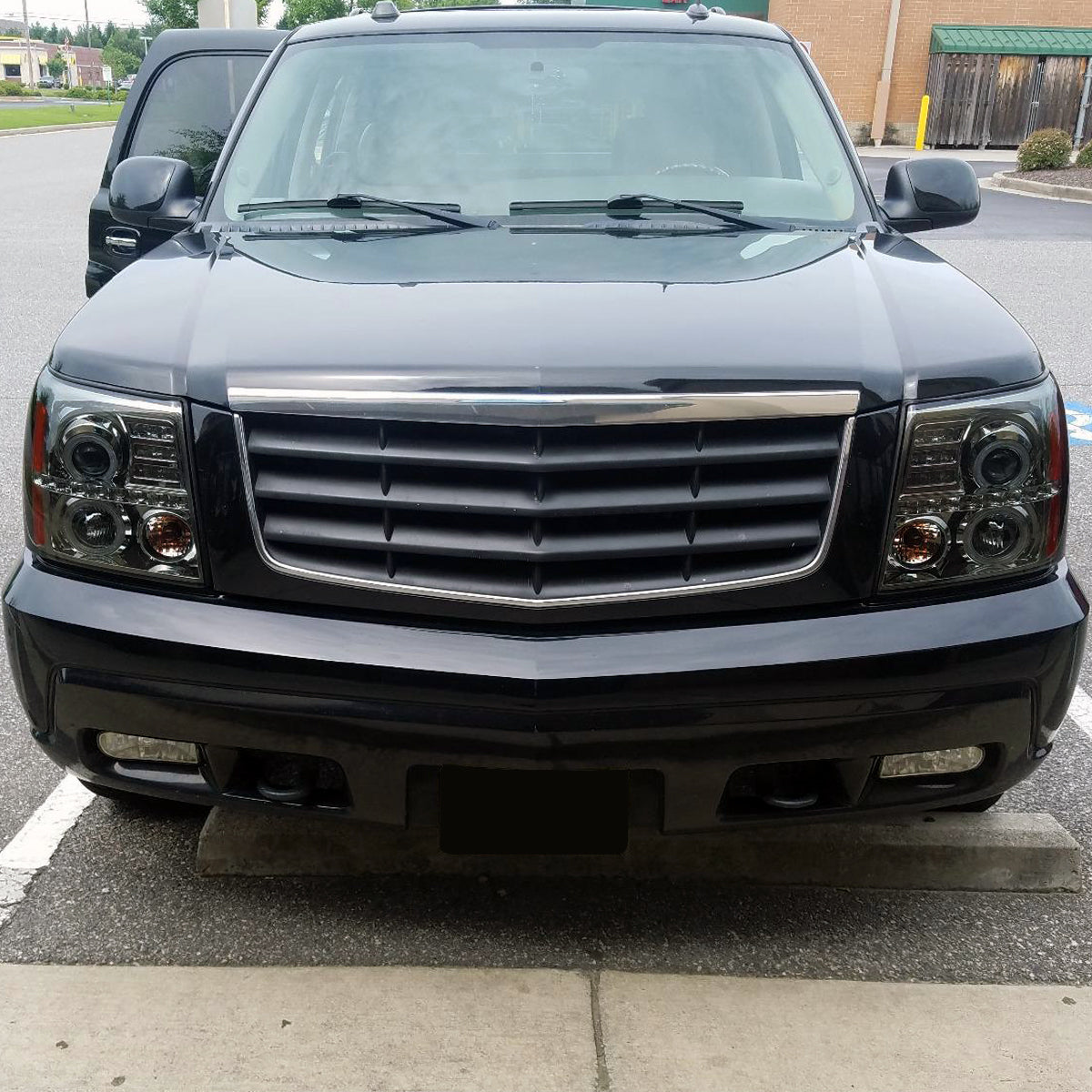 2002-2006 Cadillac Escalade Dual Halo Projector Headlights w/ SMD LED Light Strip (Chrome Housing/Smoked Lens)