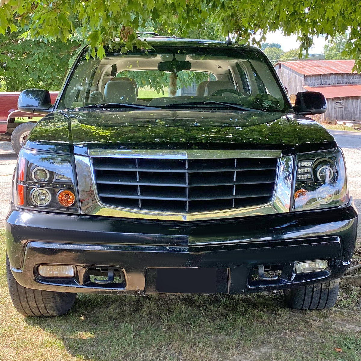 2002-2006 Cadillac Escalade Dual Halo Projector Headlights w/ SMD LED Light Strip (Matte Black Housing/Clear Lens)