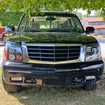 2002-2006 Cadillac Escalade Dual Halo Projector Headlights w/ SMD LED Light Strip (Matte Black Housing/Clear Lens)