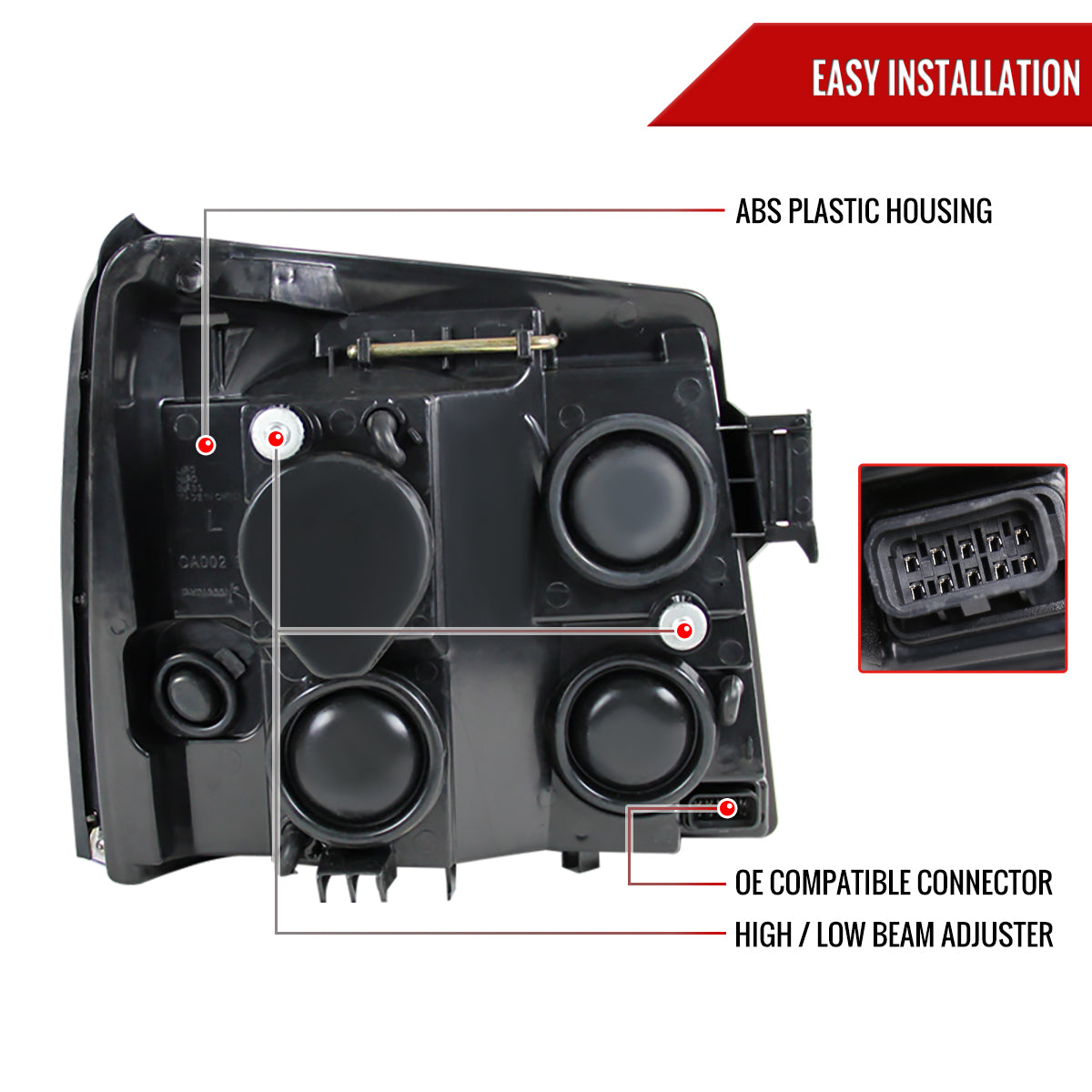 2002-2006 Cadillac Escalade Dual Halo Projector Headlights w/ SMD LED Light Strip (Black Housing/Smoked Lens)