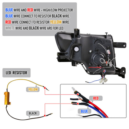 2007-2010 Ford Edge Halo Projector Headlights w/ LED Light Strip (Chrome Housing/Clear Lens)