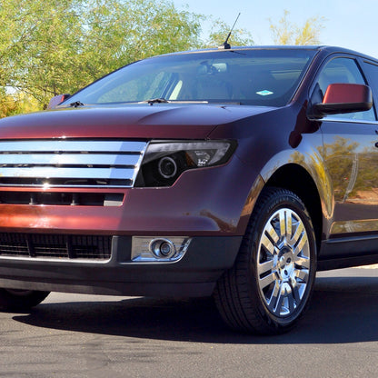 2007-2010 Ford Edge Halo Projector Headlights w/ LED Light Strip (Glossy Black Housing/Smoked Lens)