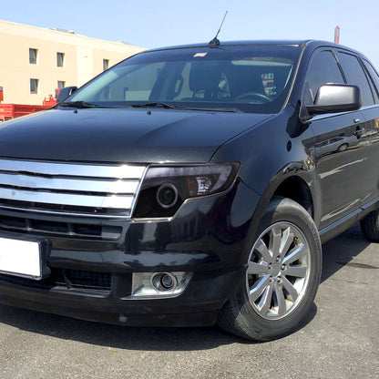 2007-2010 Ford Edge Halo Projector Headlights w/ LED Light Strip (Glossy Black Housing/Smoked Lens)